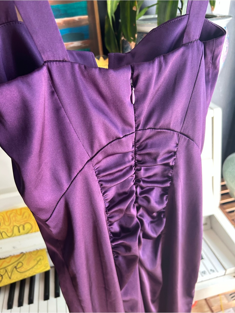 Le Chateau Purple Satin Ruched Cocktail Dress Women’s XS Sleeveless Midi Party - Picture 6 of 16